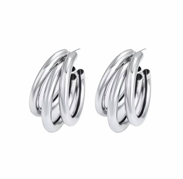 Silver Layered Hoop Earrings