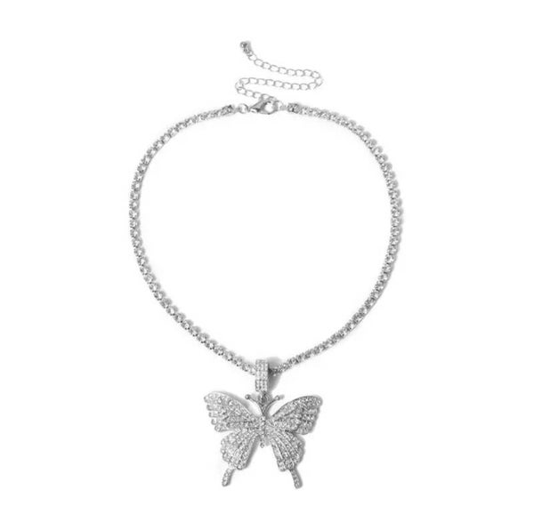 The Butterfly Collection - Iced Out Silver Necklace