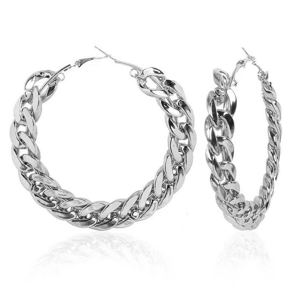 Silver Chunky Hoop Earrings