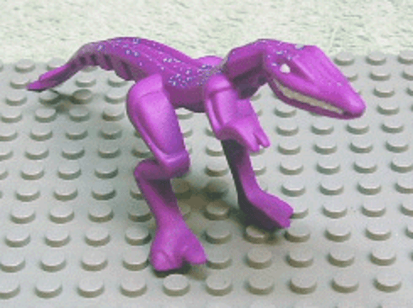 Light Purple Dinosaur Mutant Lizard with White Eyes and Teeth, Sky Blue Specks on Back Pattern