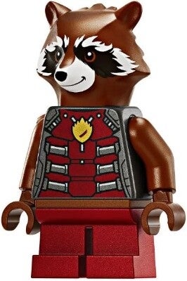 Rocket Raccoon - Dark Red and Pearl Dark Gray Outfit, Reddish Brown Head