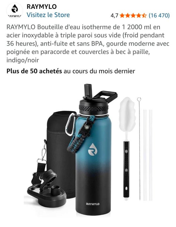 Bouteille d'eau isotherme 1200 ml