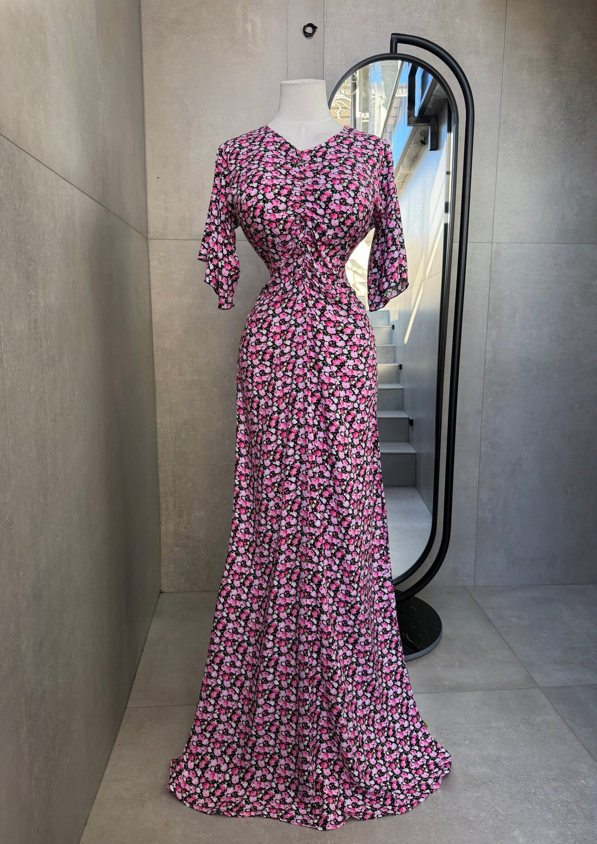 Maxidress short-sleeved