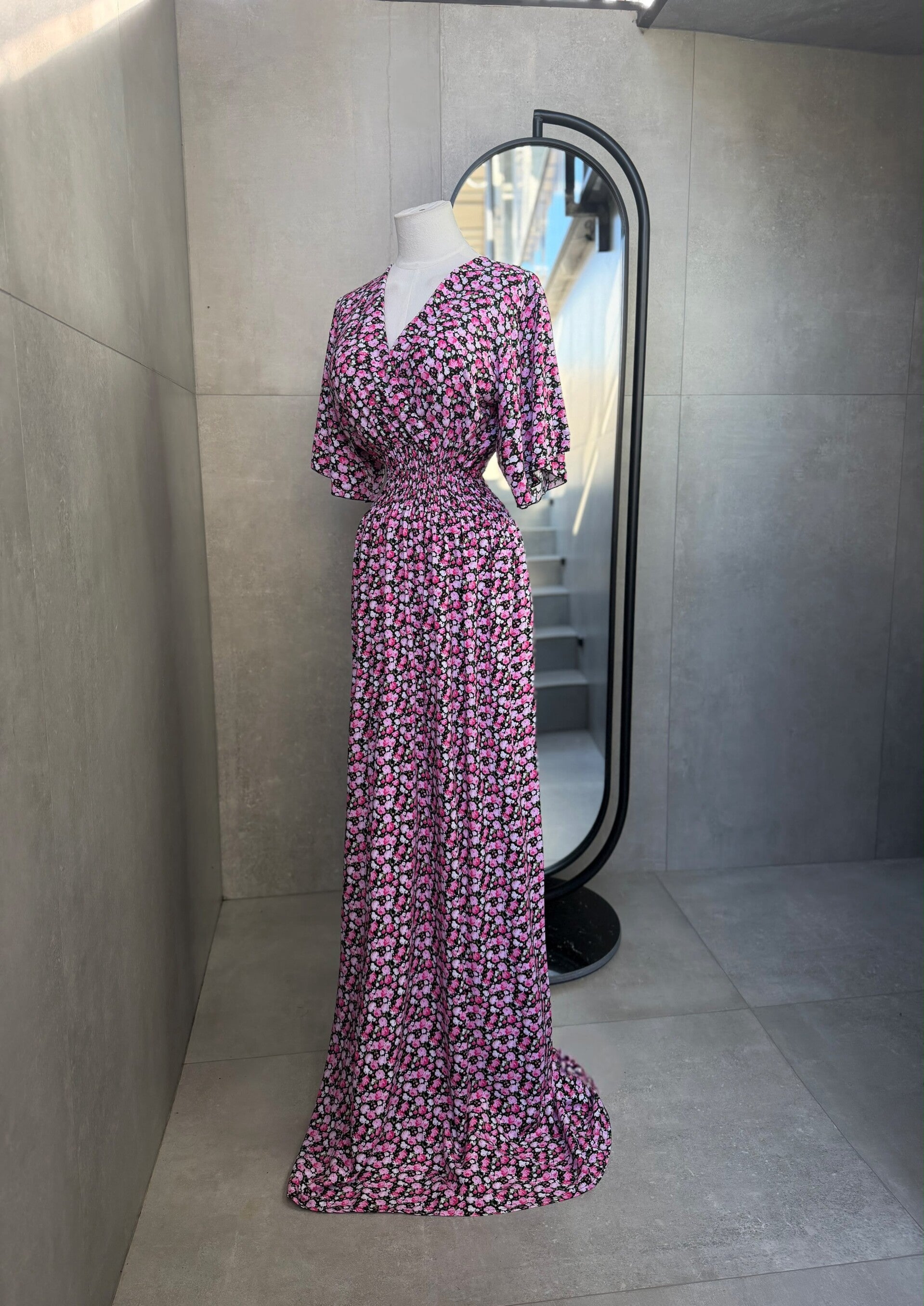 Maxidress short sleeved