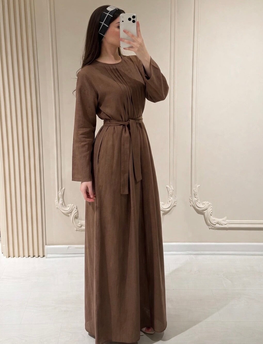 Linen Abaya brown