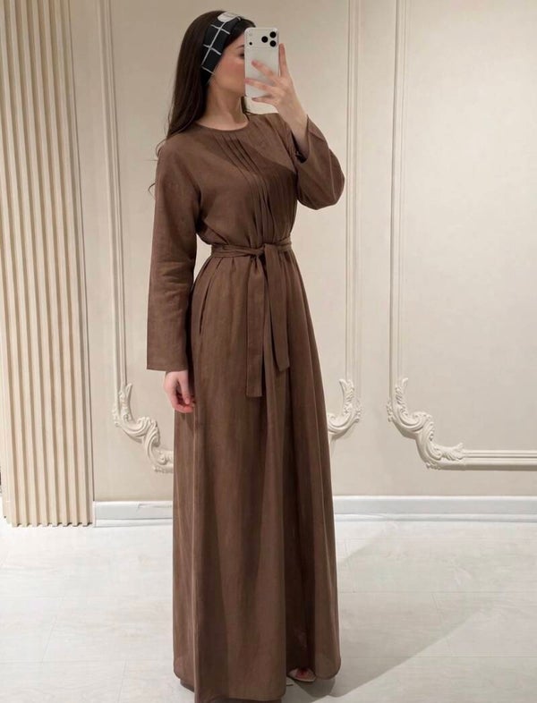 Linen Abaya brown