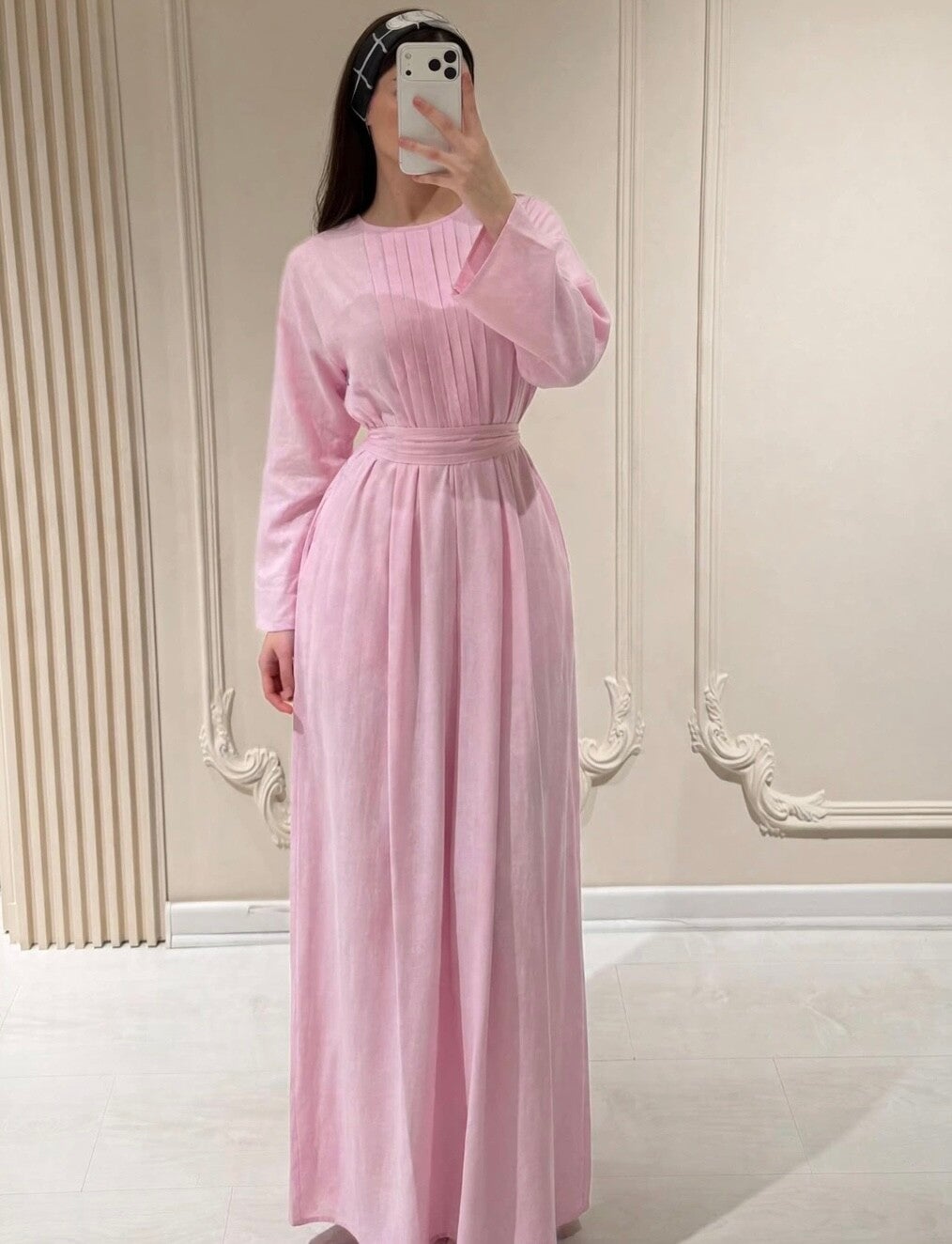 Linen Abaya pink