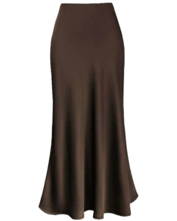 Maxi Satinrock braun