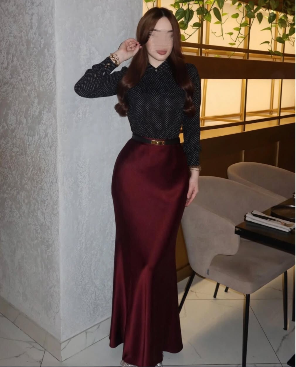 Satin Skirt bordeaux