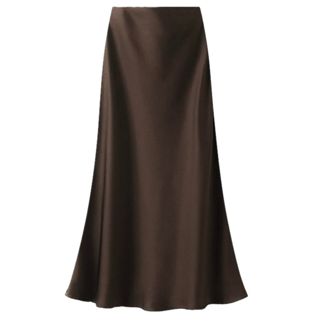 Maxi Satinrock braun
