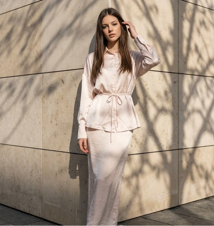 Zweiteiler Satin Creme