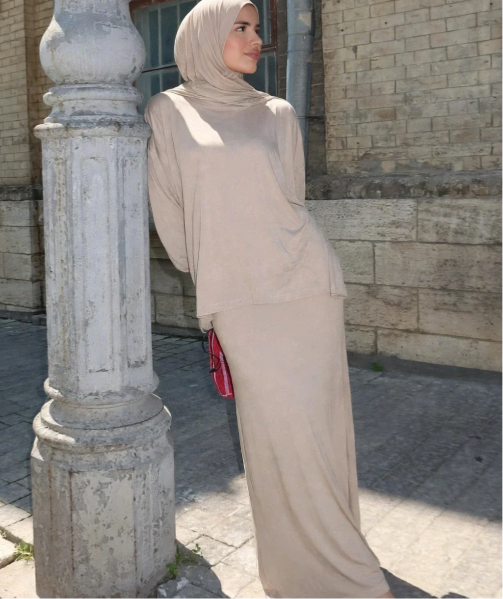 Three Piece With Sewed On Scarf