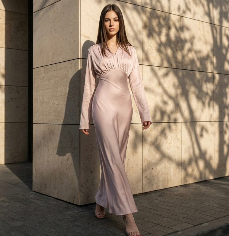 Luxe Satin Kleid Rosa