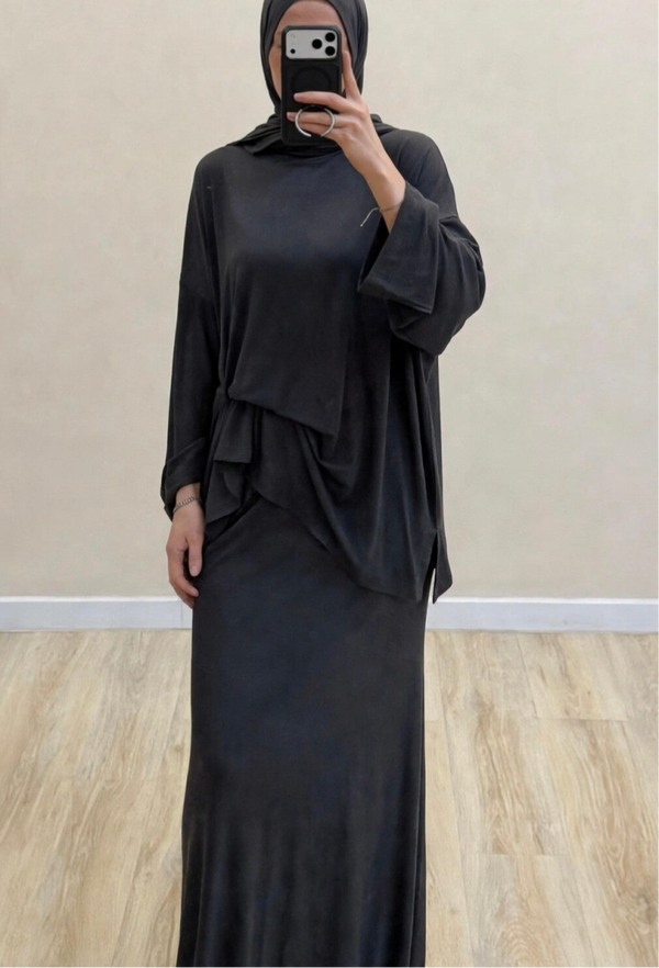 Three Piece With Sewed On Scarf