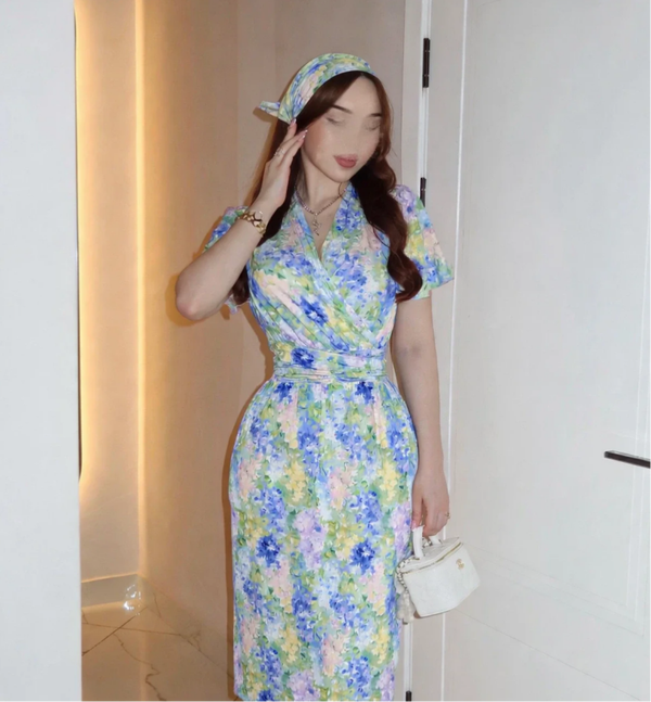 Wrap Dress With Scarf