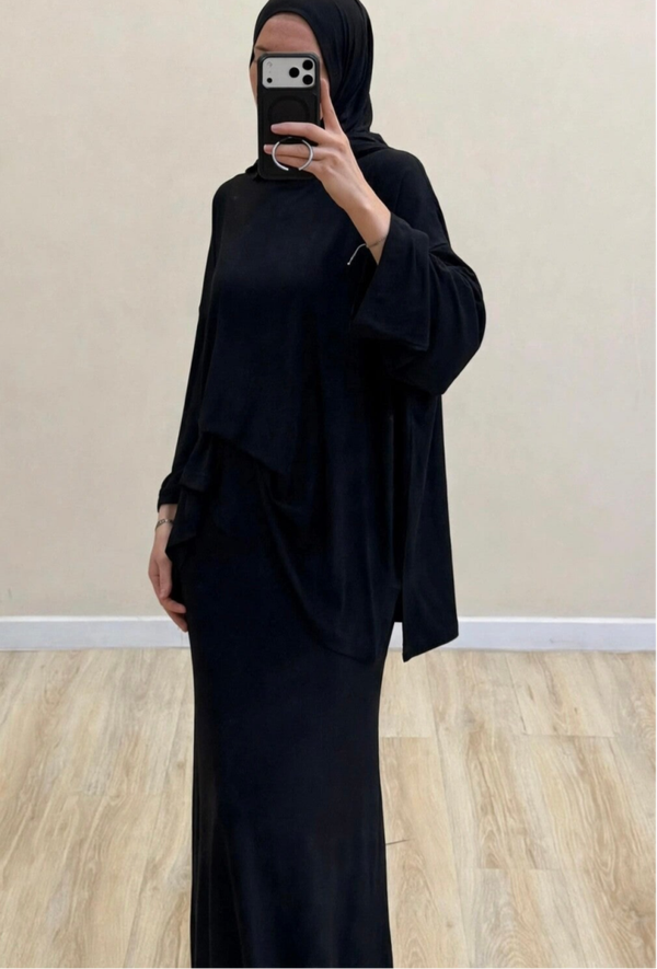 Three Piece With Sewed On Scarf