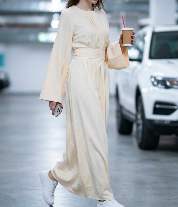 Linen Abaya creme