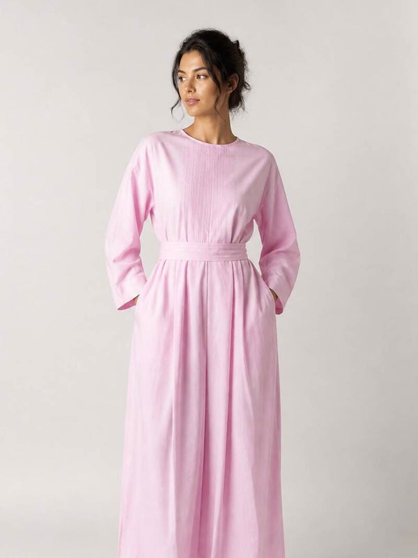 100% Linen Abaya pink