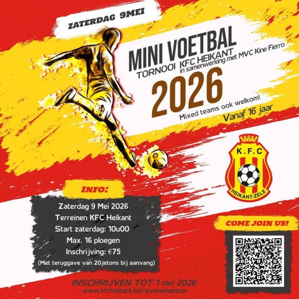 Minivoetbal tornooi - zaterdag 9 mei 2026