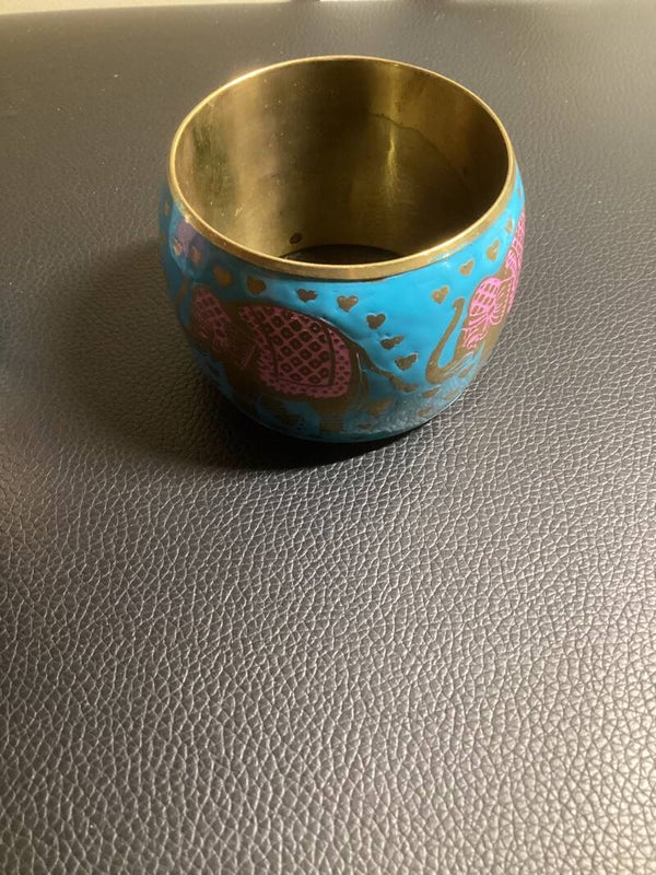 Regal Whimsy: The Pink Elephant & Turquoise Statement Bangle