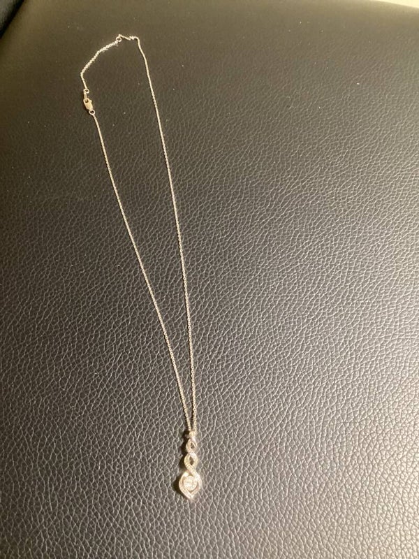 Pure Elegance: Thin Sterling Silver & Diamonique Pendant Necklace