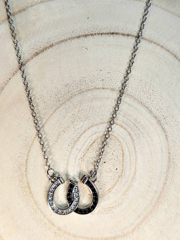 Collier double fer à cheval strass