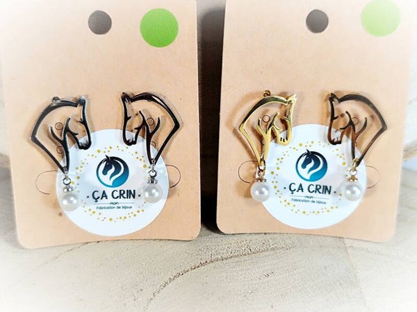 BO tête de cheval et perle blanche