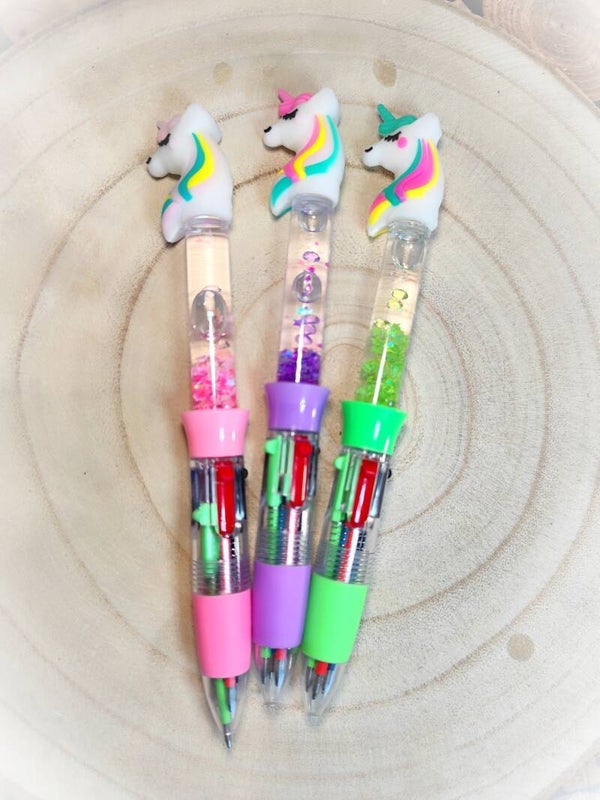 Stylo multi couleurs licorne à bulle