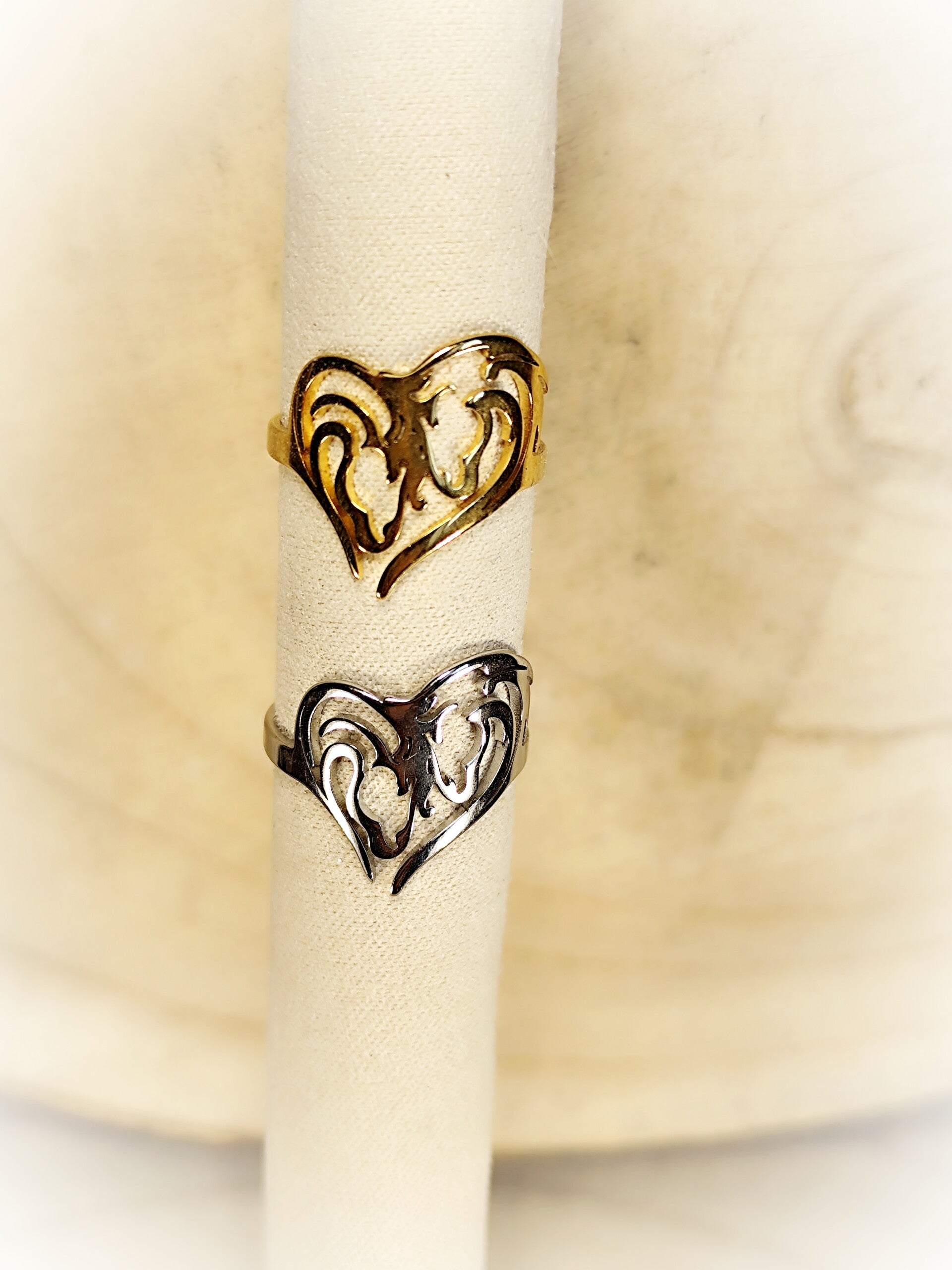 Bague 2 têtes et coeur