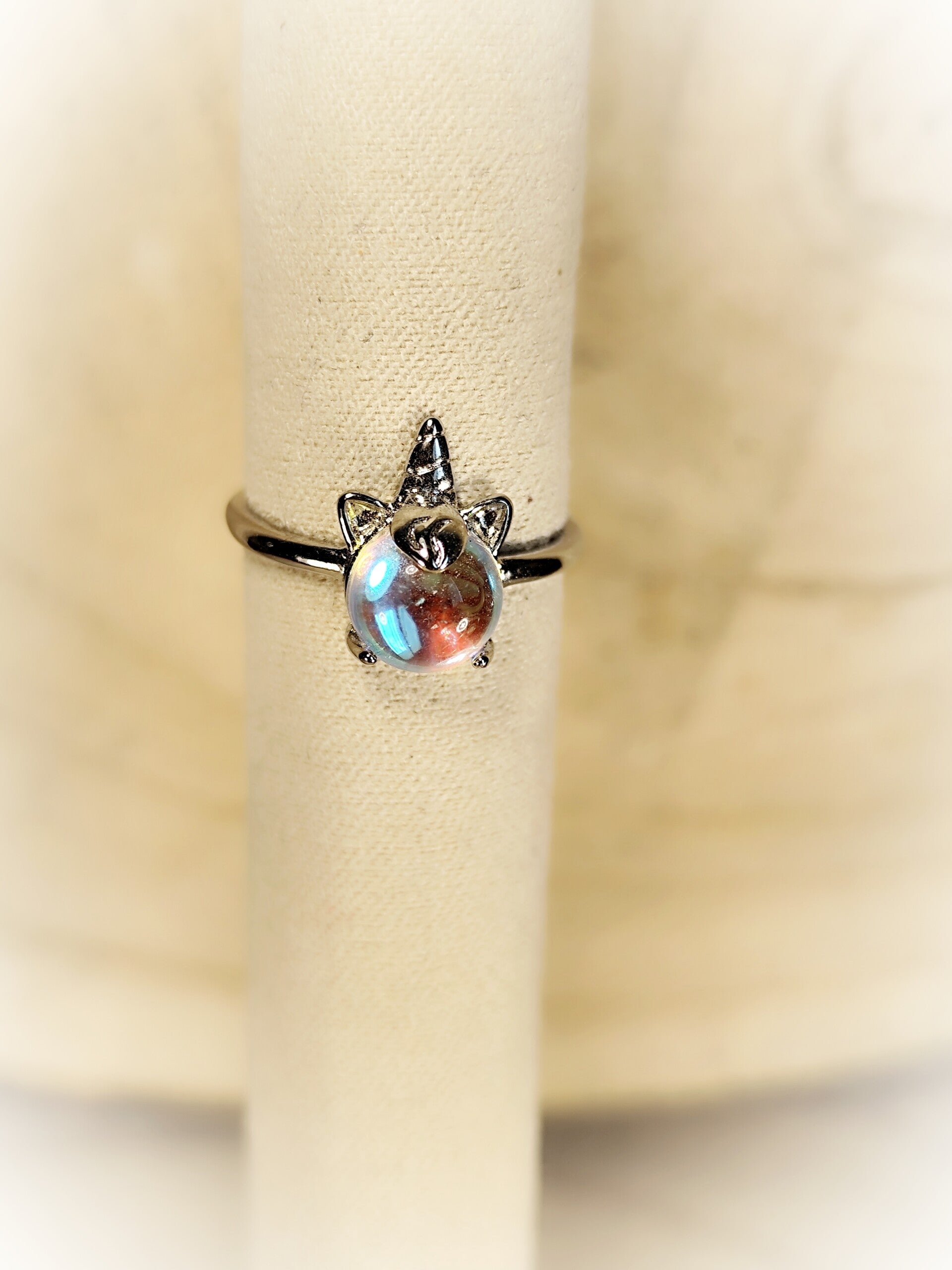 Bague perle blanche nacrée licorne
