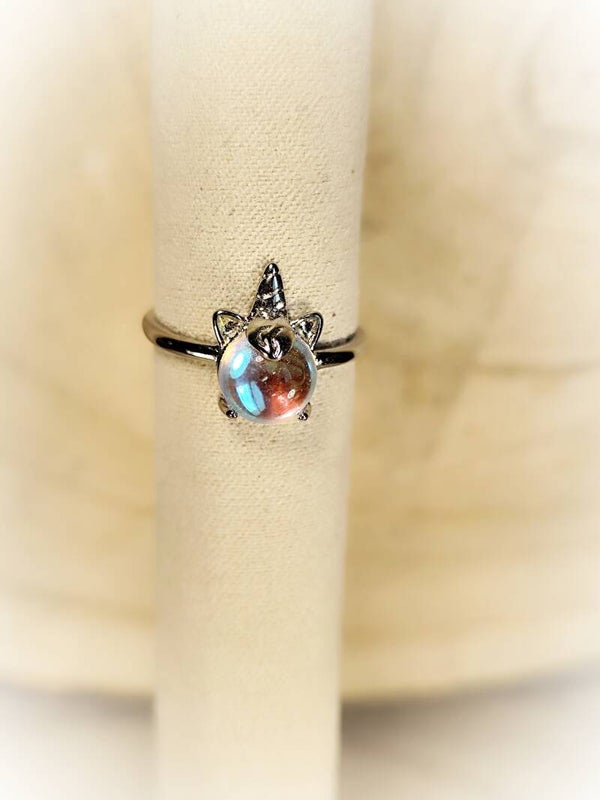 Bague perle blanche nacrée licorne