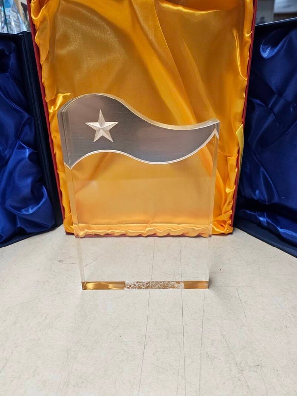 Thick Clear Acrylic with flame and star accent