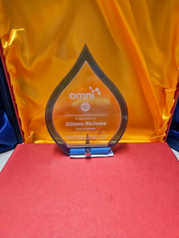 Blue Flame Acrylic with Clear Pop-Out Center and Silver Metal Post