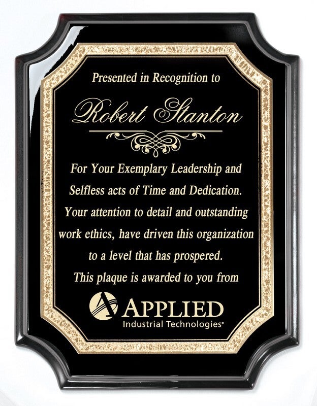 High-Gloss Black Plaque with Gold or Silver Plate