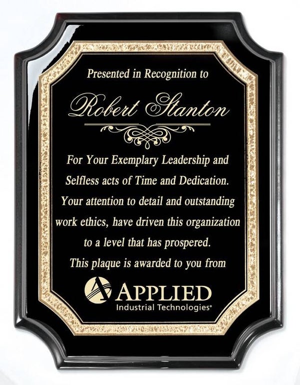 High-Gloss Black Plaque with Gold or Silver Plate