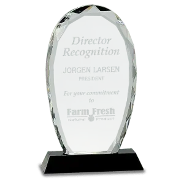 Oval Facet Crystal on Black Pedestal Base