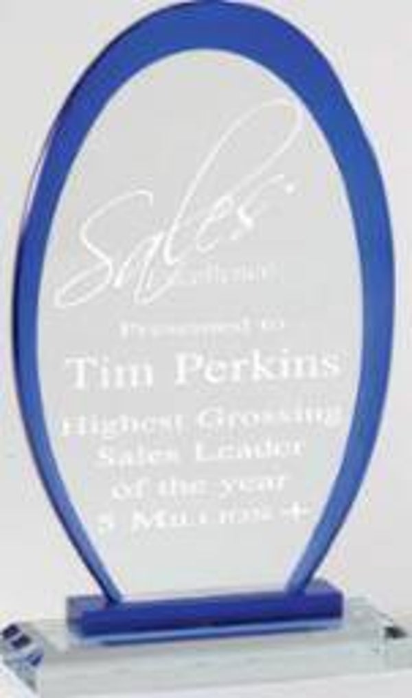 Oval Crystal Award with Colored Trim