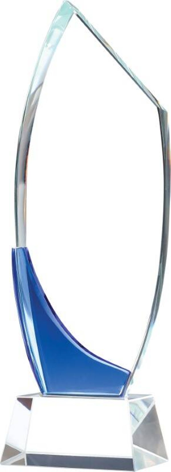 Crystal Semi-Oval Award with Color Accent on Clear Base