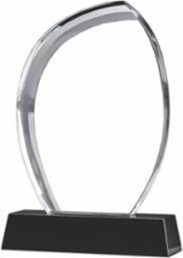 Beveled Crystal Oval Award with Black Base