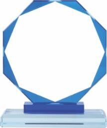 Octagon Crystal Award with Colored Accents