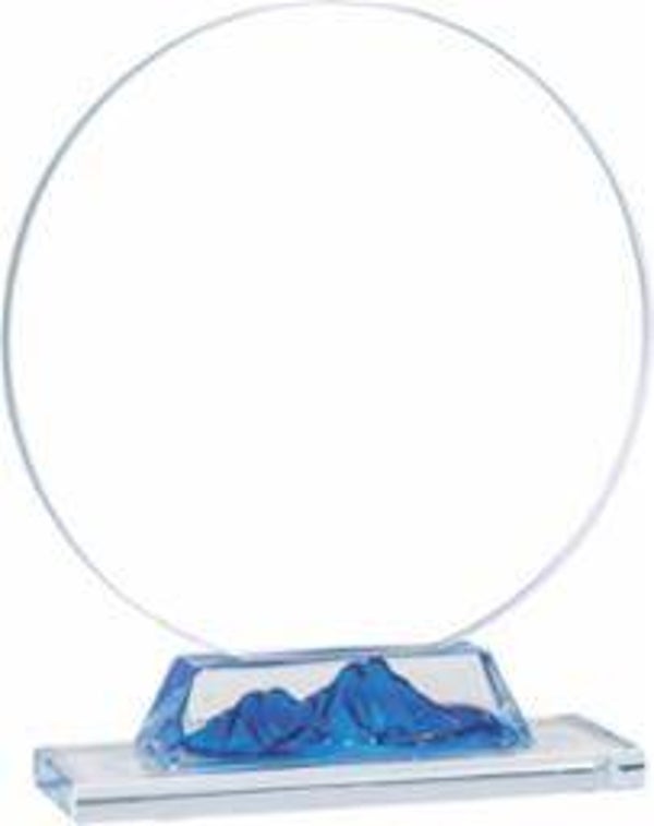 Circle Crystal Award with Mountain Peak Base