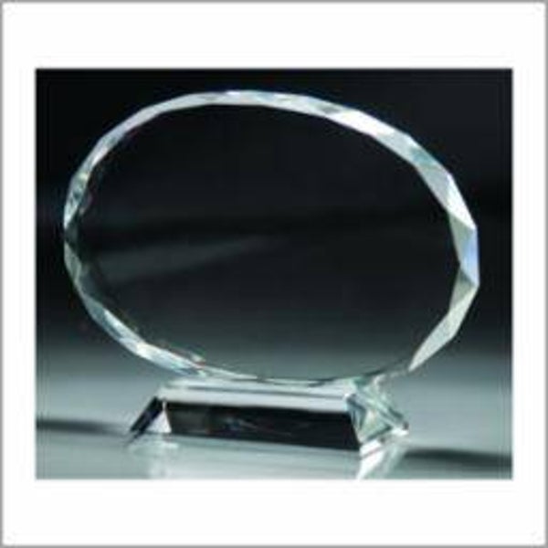 Crystal Faceted Oval Award with Scalloped Edge