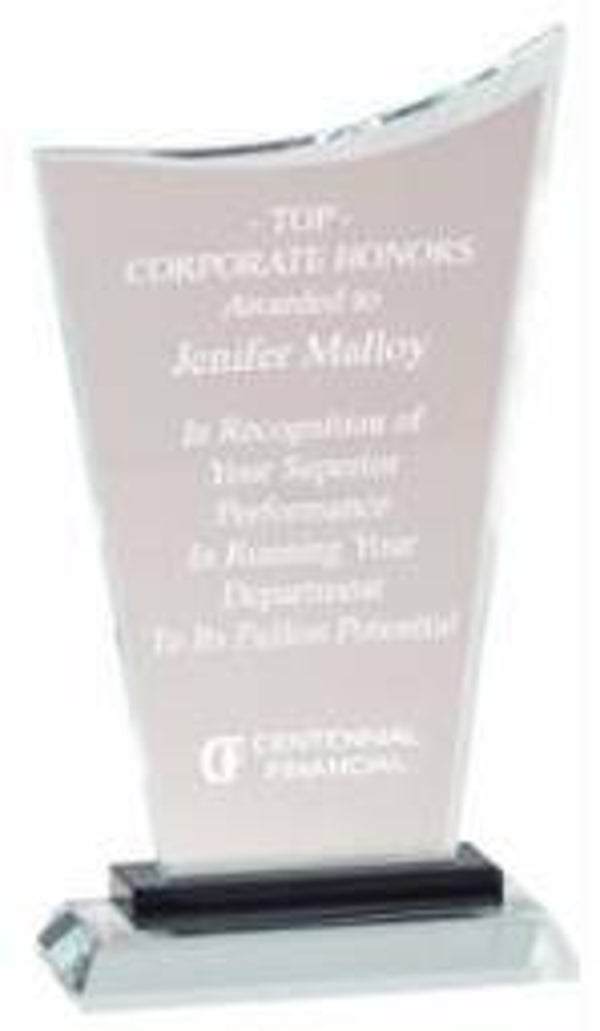 Crystal Curved Peak Award with Stars