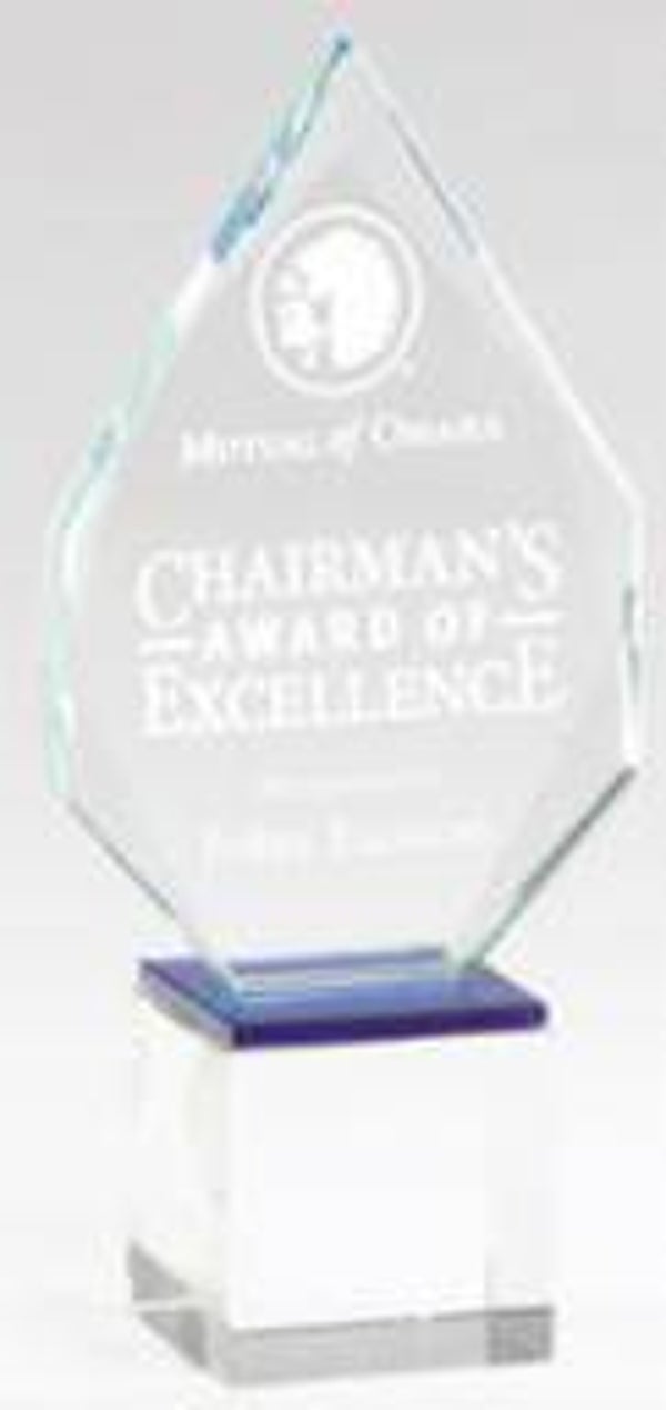 Crystal Arrowhead Award with Blue Base