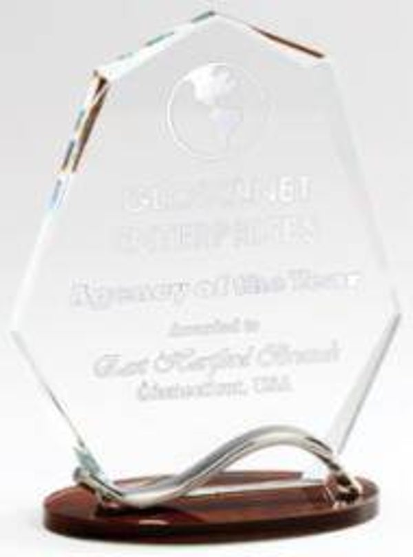 Crystal Summit Award with Wood-Look Base