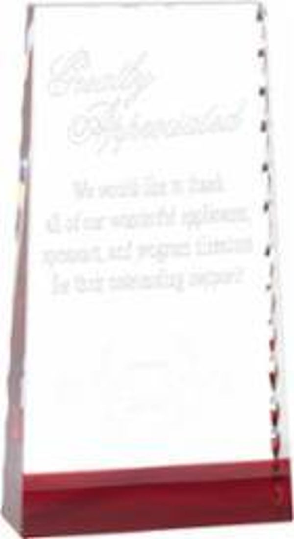 Scalloped Edge Crystal Award with Ruby Base