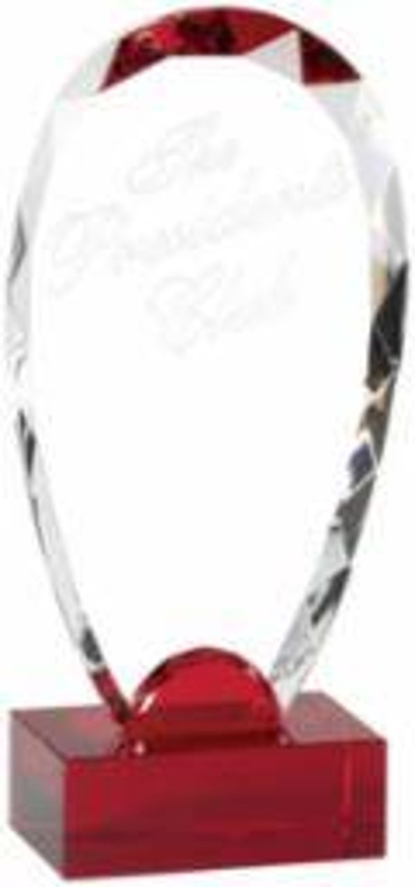 Faceted Edge Crystal Award with Red Base