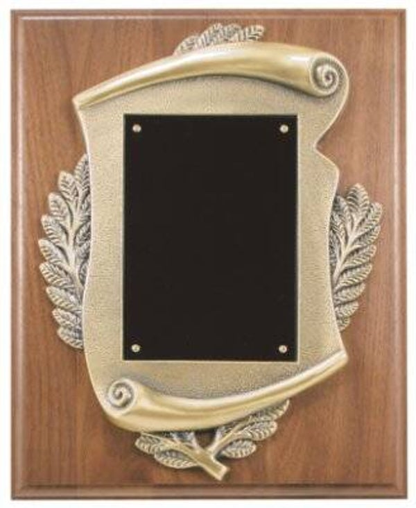 Genuine Walnut Plaque with Scroll Frame & Plate
