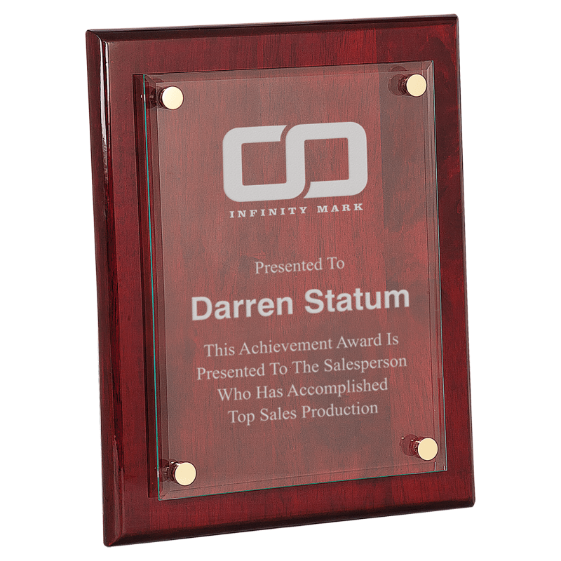 Rosewood Piano Finish Floating Glass Plaque