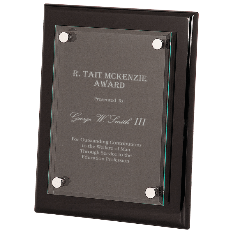 Black Piano Finish Floating Glass Plaque